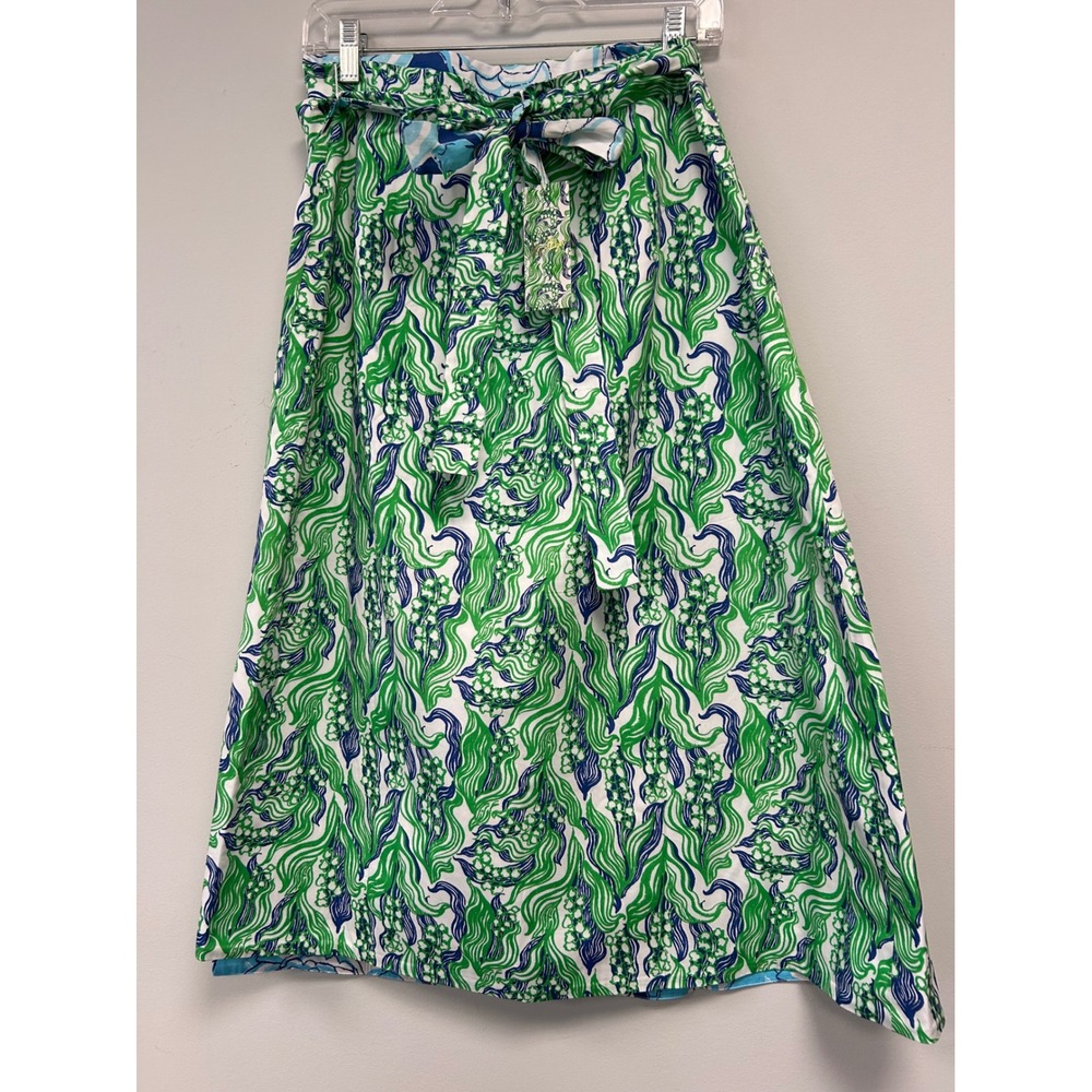 Lilly Pulitzer Constance Reversible Midi Skirt Women Medium LILLY OF THE VALLEY